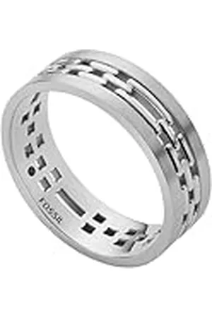 Fossil Ring Voor Mannen, Breedte: 20 mm Zilveren Roestvrijstalen Ring, JF04212040