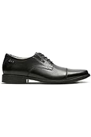 Clarks Heren Tilden Cap Oxford Flat, Zwart Leer, 6 UK Breed