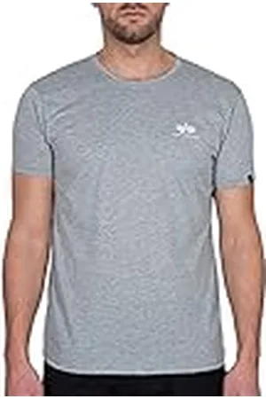 Alpha Industries Basic T T-Shirt met Kleine logo voor mannen Greyheather/White
