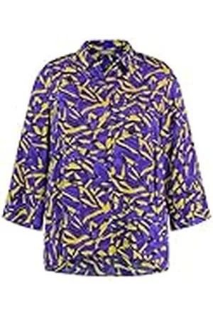 Samoon Damesblouse met 3/4 mouwen, all-over-print, 3/4 mouwen, brede mouwen, met split patroon, , 48