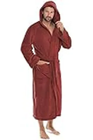 Celinatex Florida badjas met capuchon L chili rood koraal fleece dames saunamantel heren ochtendjas huisjas