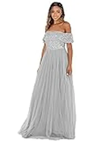 Maya Deluxe Dames Bardot verfraaid Maxi jurk bruidsmeisje