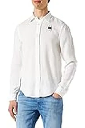 Blauer Shirt met lange mouwen, , S heren