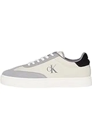 Calvin Klein CK JEANS Heren Classic Cupsole Low Mix MG YM0YM01169 Sneakers, Wit (Romig Wit/Wit/Formal Grijs), 10 UK, , 42.5 EU