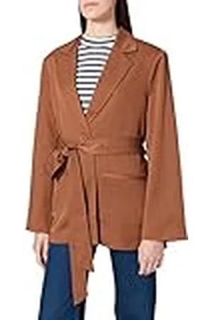 NA-KD Oversized blazer met riem voor dames, Bruin, 36