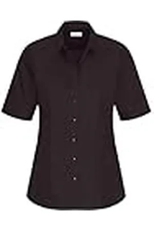 Seidensticker Damesblouse - City blouse - hemdblouse - regular fit - korte mouwen - uni - 100% katoen, , 54