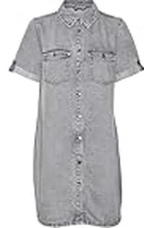 VERO MODA Dames Vmjennie Ss Short Denim Dress Mix Noos Jurk, Medium Grey Denim, XS