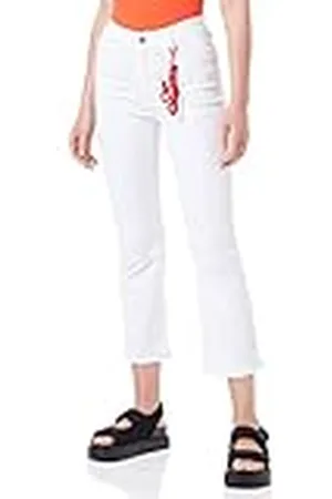 Moschino Midi Flare Lyocell Gabardine Broek, wit optisch, W27 dames, , 50