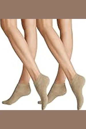 Hudson Unbekannt damessneakers, 025001, ALLEEN 2-pack, gebreid, 39/42, beige, sneakersok in dubbelverpakking, 2-pack, comfortabele tailleband, hoog katoenaandeel, , 39-42 EU