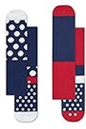 Happy Socks Big Dot Anti-Slip, Kleurrijke en Leuke, Sokken voor kinderen, Blauw-Rood-Wit 2 paar (6-12M)
