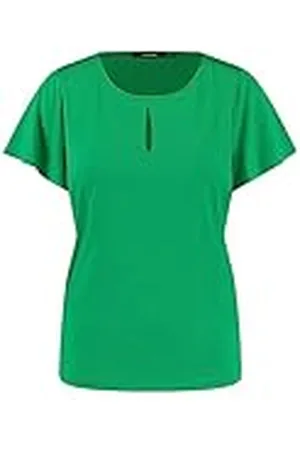 Taifun Damesshirt met mouwvolants wijde mouwen, korte mouwen, ronde hals, effen kleur, , 46