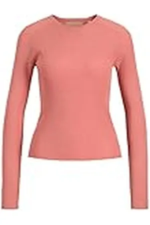 JACK & JONES Dames JJXX JXTAYA LS Ribbed Crew Neck Knit Pullover Coral Haze, L