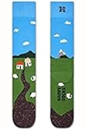 Happy Socks Little House On The Moorland Sock, Kleurrijke en Leuke, Sokken voor Dames en Heren, Blauw-Groen-Wit (41-46)