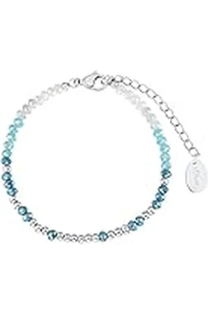 QS by s.Oliver Armband roestvrijstaal damesarmsieraad, met glazen kraal, 16+4 cm, zilver, Wordt geleverd in geschenkverpakking, 2031478