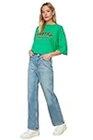 Trendyol Vrouwen Vrouw Hoge Taille Wijde Been Jeans, , 60