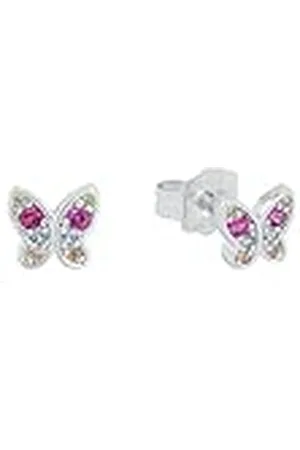 QS by s.Oliver Oorbellen 925 sterling zilveren meisjes kindersieraden, met zirkonia synth., 0,6 cm, zilver, vlinder, Wordt geleverd in sieraden geschenkverpakking, 2020868