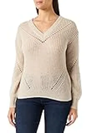 Morgan Dames pullover lange mouwen met V-hals Milou Beige TXS, , XS