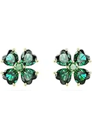 Swarovski Idyllia Oorknopjes, Klavertje, Groen, Goudkleurige Toplaag