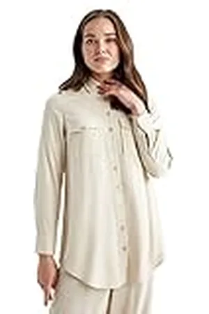 DeFacto Hemdblouse met lange mouwen voor dames, hemd met knopen voor vrijetijdskleding, , XXL