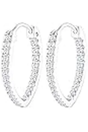 Elli Damescreolen, ovaal, creolen, 925 , zirkonia, wit, briljant geslepen, Eén maat, Sterling , Zirkonia