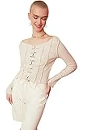 Trendyol Dames ECULE Shutter Gedetailleerde Gebreide Blouse, , XL