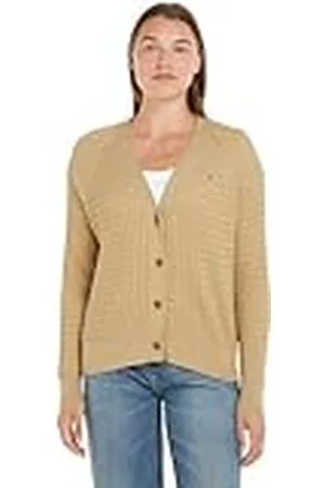 Tommy Hilfiger Dames CO Cable V-NK Cardigan Harvest Tarwe S, , S
