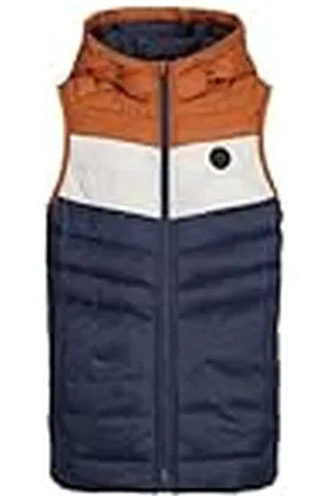 JACK&JONES JUNIOR JJESPRINT Puffer Bodywarmer Hood NOOSMNI vest, Navy Blazer/Detail: Mocha Bisque/Moonbeam Blocking, 104, Navy Blazer/Detail: mocha Bisque/Moonbeam Blocking, 104 cm