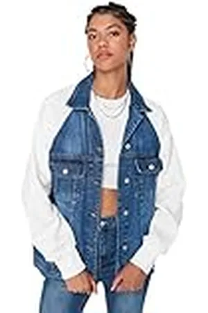 Trendyol Dames jong regular fit double-breasted klassieke denim jas armen gebreid, , , XS