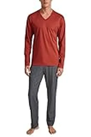 Calida Relax Streamline Lange herenpyjama, van 100% katoen, broek met stof beklede elastische tailleband, , 56