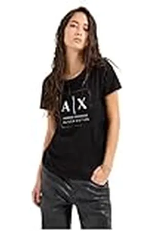 Armani Exchange Dames Cotton, Boyfriend Fit, Black Edition T-shirt, , XL