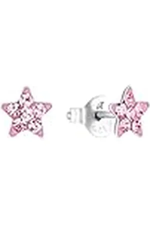 Amor Oorbellen 925 Sterling Zilveren Meisjes Kinderoorbellen, Met Kristalglas, 0,6 cm, Zilver, Ster, Wordt Geleverd In Sieraden Geschenkverpakking, 2036523