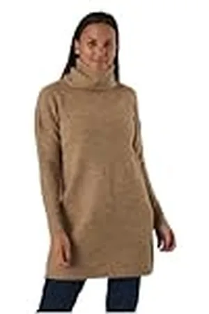 ONLY Ana L/S Cowlnck-jurk, wollen gebreide Noos, casual jurk voor dames, bruin (indiaankleurig detail: W. Melange), S