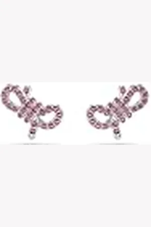 Swarovski Lifelong Bow Oorknopjes, Strik, , Rodium toplaag