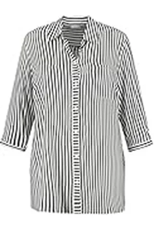 Samoon Damesblouse met 3/4 mouwen en gestreepte driekwartmouwen, gestreepte manchet, , 42