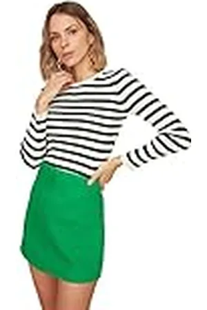 Trendyol Dames Green Striped Knitwear Pullover Sweater, , XS