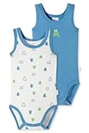 Schiesser Unisex Baby 2 PACK Wickelbody ohne Arm mit Knöpfen - 100% Organic Bio Baumwolle - Größe 56 bis 104