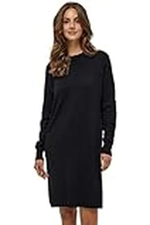 Minus Dames Gira gebreide jurk Dess, zwart, S