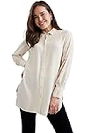 DeFacto Hemdblouse met lange mouwen voor dames, hemd met knopen voor vrijetijdskleding, , L