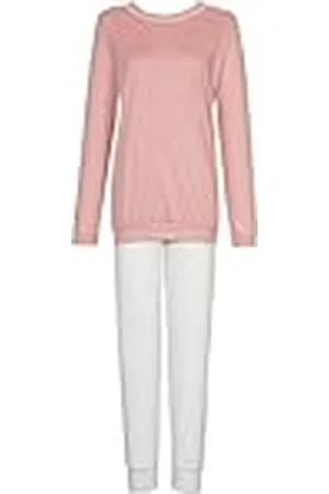 Calida Sweet Dreams Damespyjama met manchetten, van 100% katoen, broek met stoffen beklede elastische tailleband, , 44-46