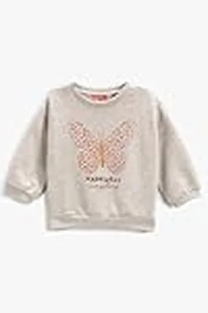 Koton Babygirls Butterfly Printed Glittery Long Sleeve Crew Neck Sweatshirt, , 12-18 maanden