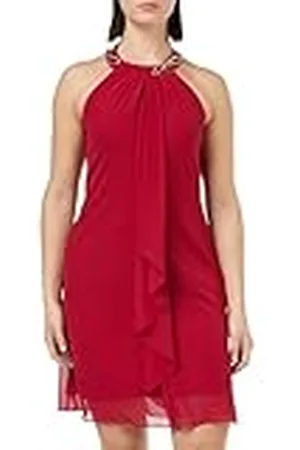 Gina Bacconi Dames Kralen Halterhals Chiffon Jurk Cocktail, , 38