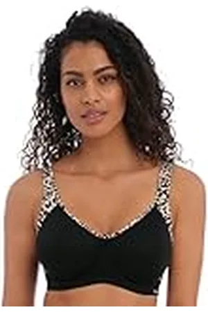 Freya Sportbeha voor dames, volledige afdekking, Puur, luipaard, zwart, 70D