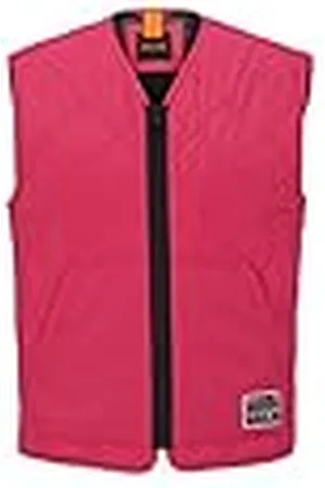 HUGO BOSS Heren Okella gewatteerd slimfit vest met logo in wandellook, , 44