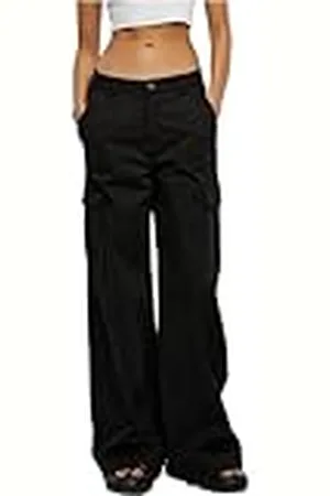 Urban classics Damesbroek dames High Waist Wide Leg Twill Cargo Pants Black 31, , 31