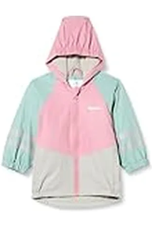 Playshoes Unisex kinderen fleece voering regenjas, roze/groen blokkleuren, 86, , 86 cm