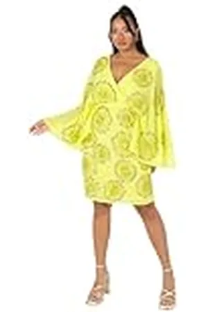 Maya Deluxe Dames midi-jurk cape mouw plunge V-hals knielengte bloemen verfraaid A-lijn voor bruiloft guest gelegenheid dames, , 38