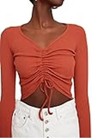 Trendyol Dames ECU 2 Pack Shirred Crop Gebreide Blouse, Cinnamon-Ecru, M