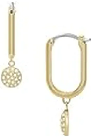 Fossil Sadie Glitz Disc Goudkleurige Roestvrijstalen Hoepeloorbellen voor Dames, JF04546710