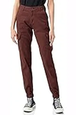 Urban classics Cargobroek voor dames, hoge taille, cargo-broek met opgestikte zakken, verkrijgbaar in vele kleuren, maten 26-34, rood (cherry), 30