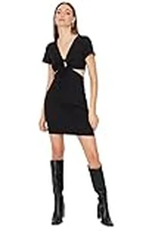 Trendyol Dames Woman Design Mini standaard opstaande kraag geweven stof jurk, , 42